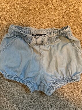 GAP Light Blue Ruffle-Waist Denim Shorts for Kids